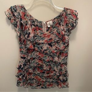 GO International Sleeveless Chiffon Ruffled Tiered Blouse Women’s Size M